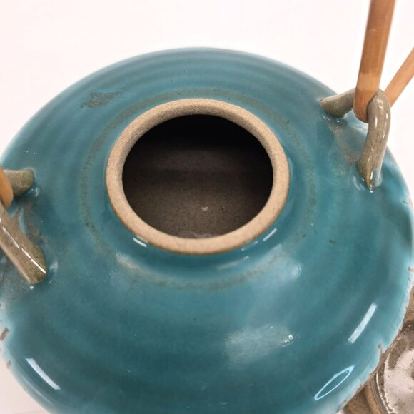 Handcrafted Ceramic Sake Teapot With Bamboo Handle & Drip Glaze Finish JE110 - Picture 7 of 10